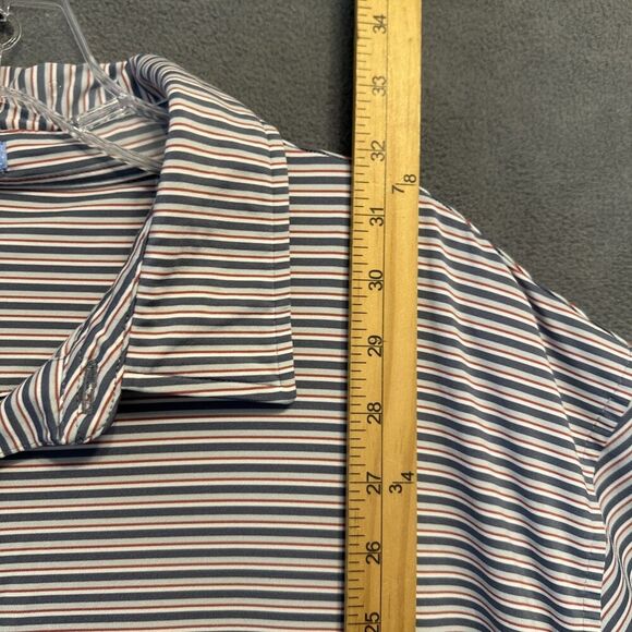 Genteal Performance Polo Shirt Golf Mens Size XXL 2XL Striped Blue Red Stretch‎ - Picture 5 of 8